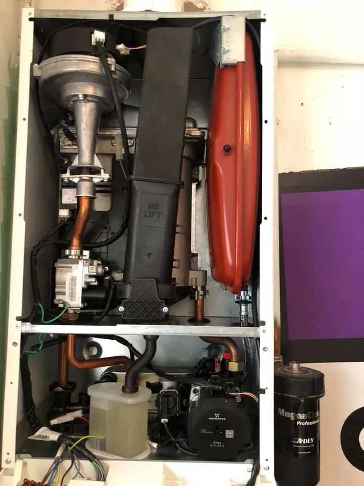 Inside a combi boiler during fault finding